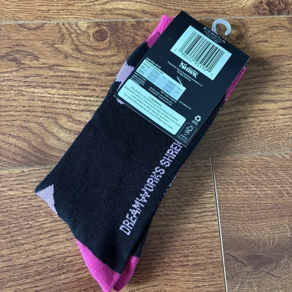 Shrek Black and Pink Dragon crew Socks